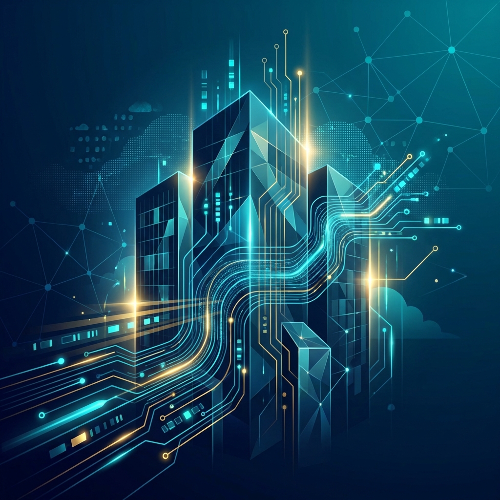 Enterprise AI Transformation - Corporate buildings with AI integration