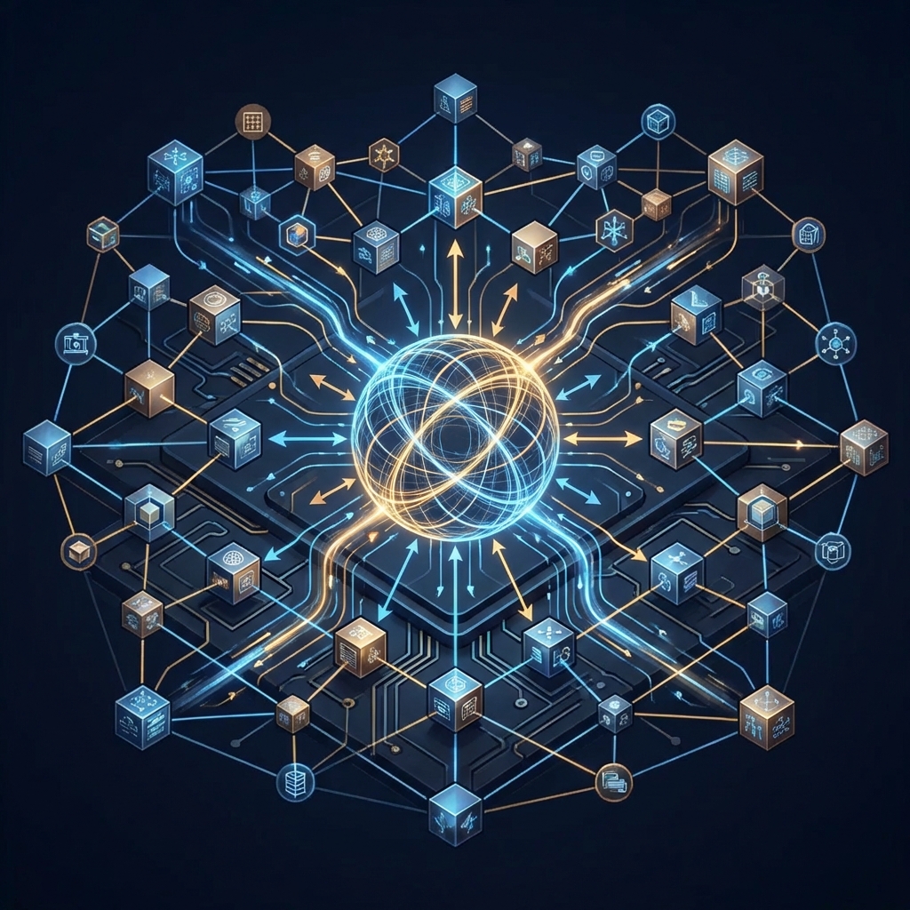 Enterprise integration layer with AI agent hub connecting business systems