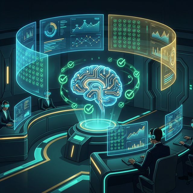 AI compliance monitoring control room with audit trails, risk dashboards, and real-time oversight systems